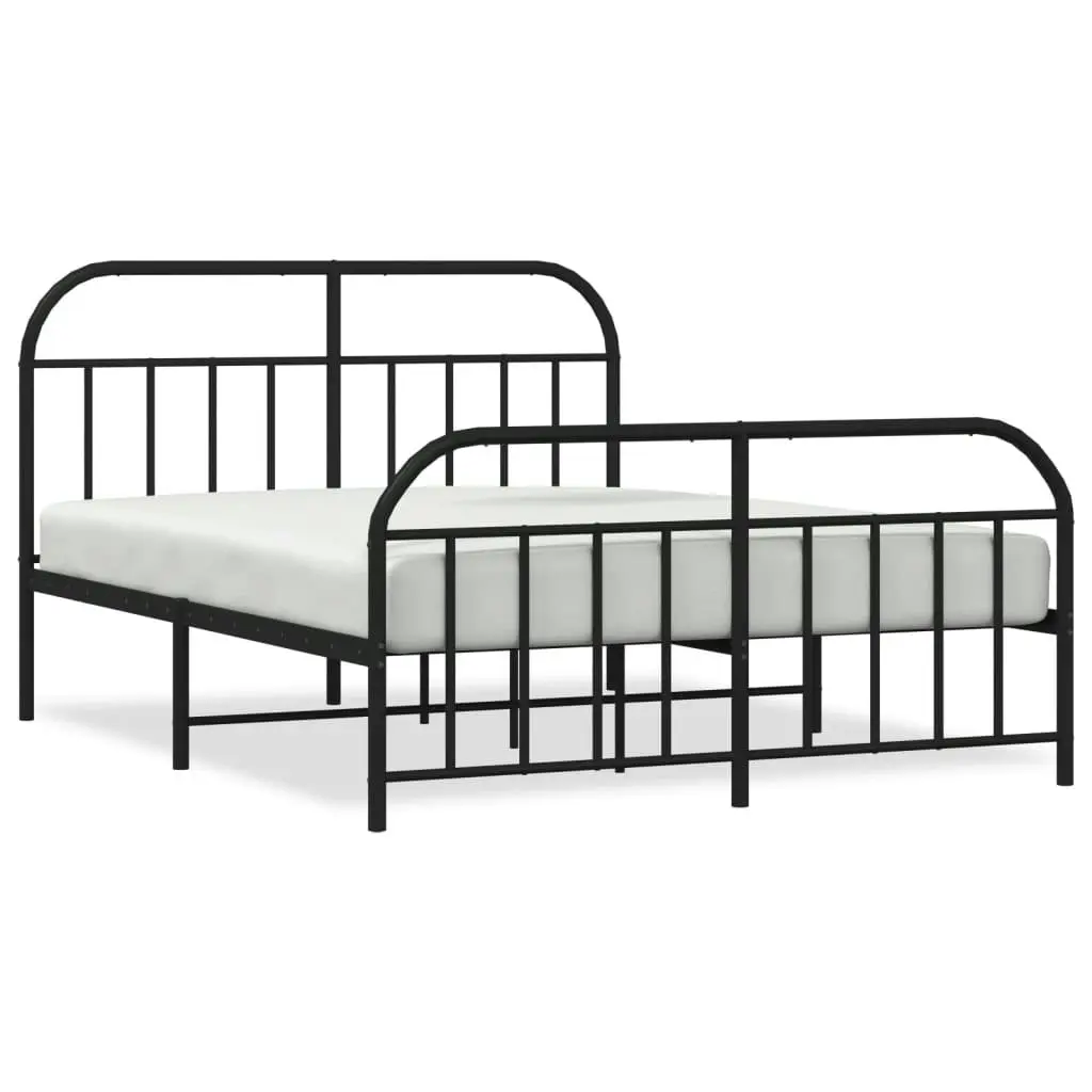 Metal Bed Frame with Headboard and Footboard Black 183x203 cm King 353657