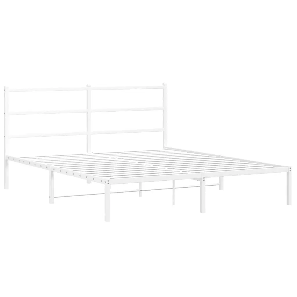 Metal Bed Frame with HeadboardÂ White 150x200 cm 355416