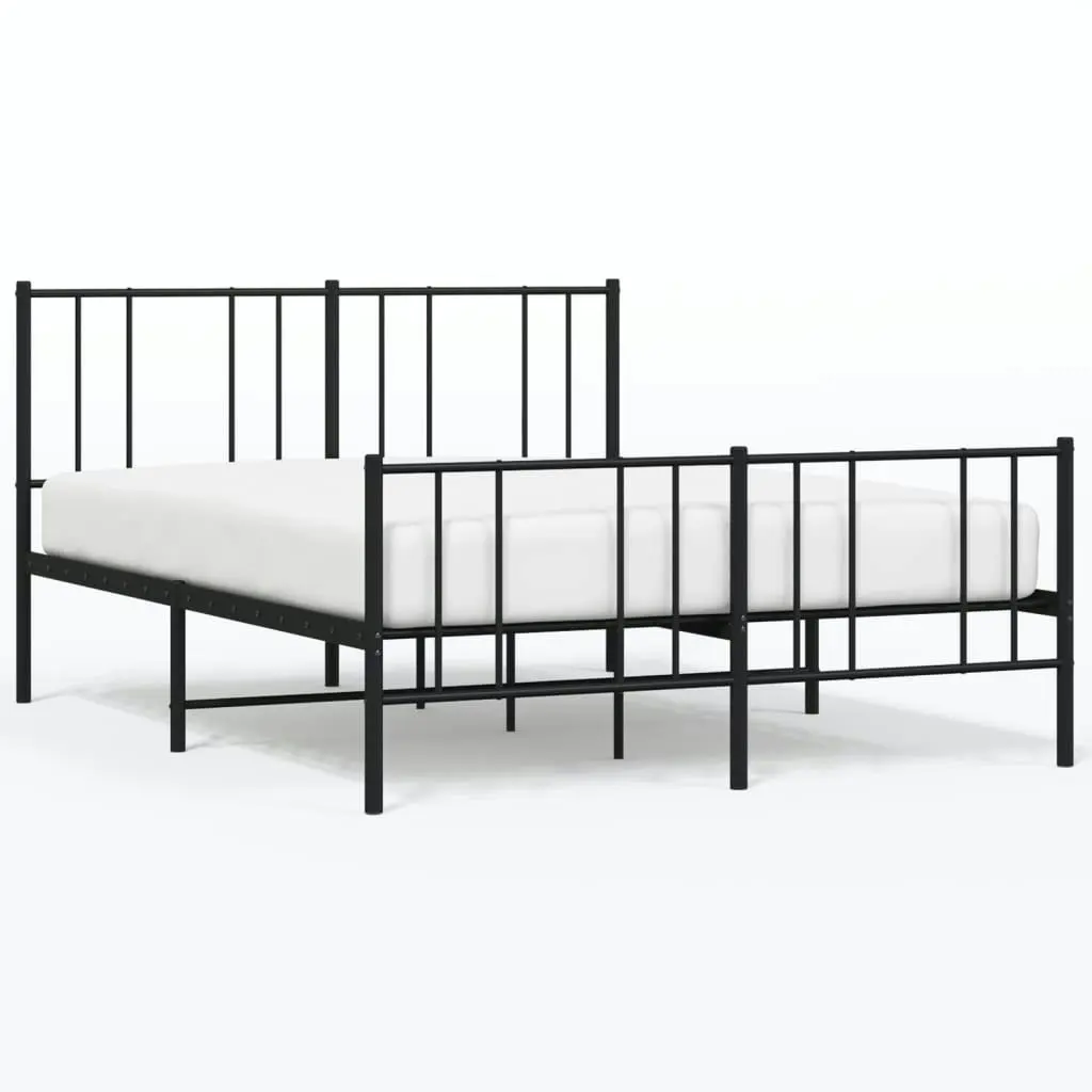 Metal Bed Frame with Headboard and Footboard Black 153x203 cm Queen Size 352500