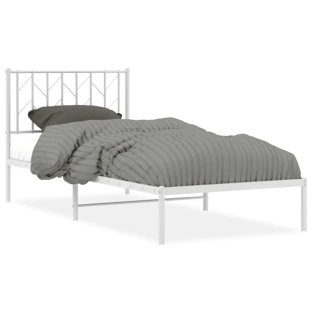 Metal Bed Frame with Headboard White 90x190 cm 374478