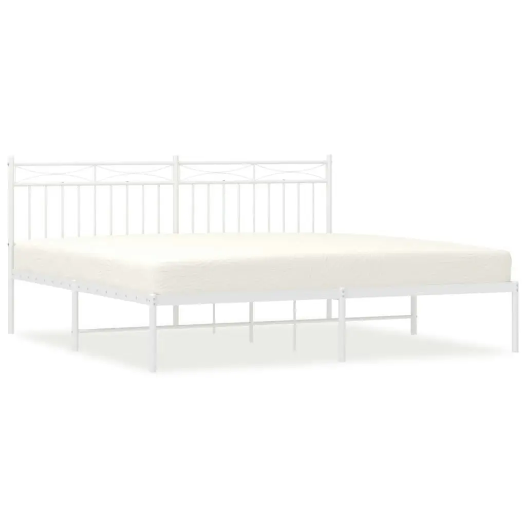 Metal Bed Frame without Mattress with Headboard White 183x203 cm King 373744