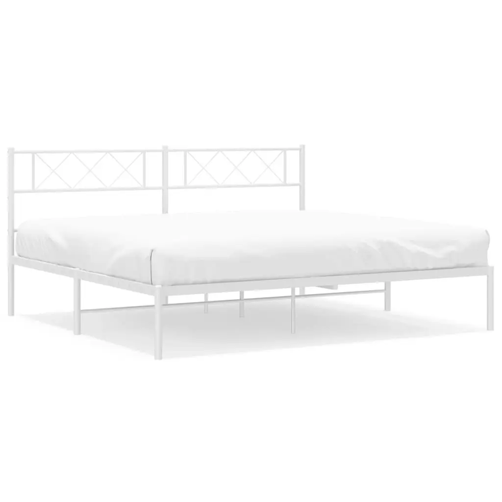 Metal Bed Frame with Headboard White 183x203 cm King Size 372330