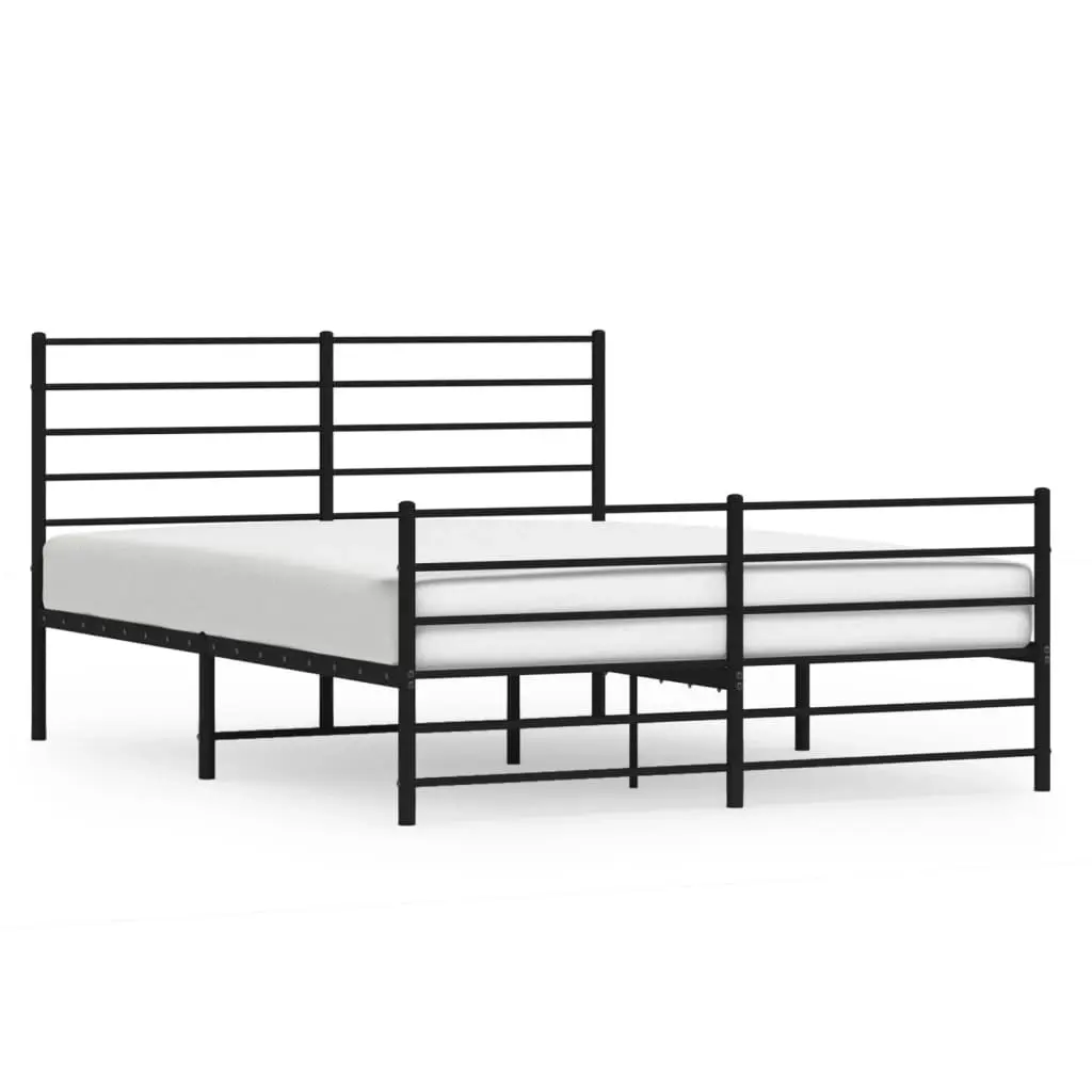 Metal Bed Frame with Headboard and Footboard Black 137x187 cm Double 352336