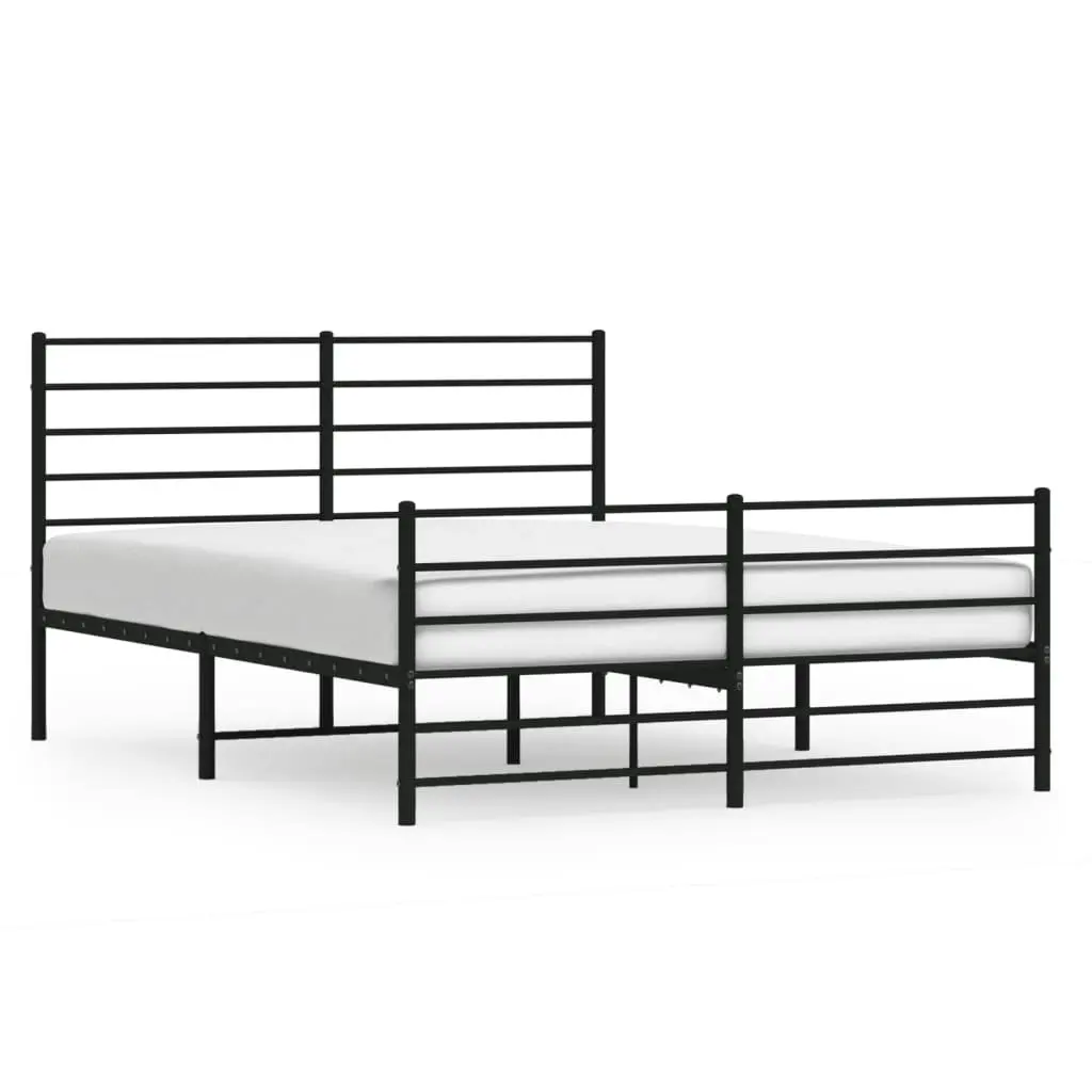 Metal Bed Frame with Headboard and Footboard Black 153x203 cm Queen 352339