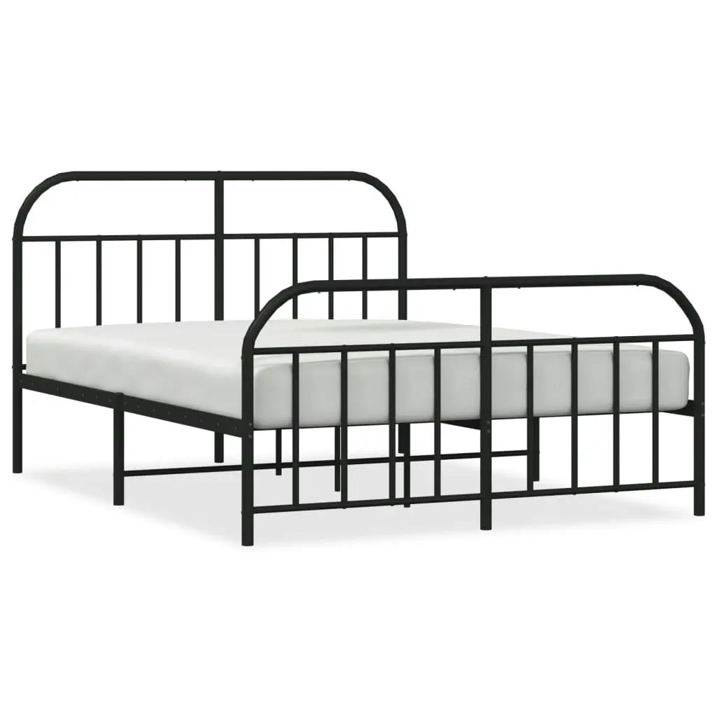 Metal Bed Frame with Headboard and Footboard Black 153x203 cm Queen 353655