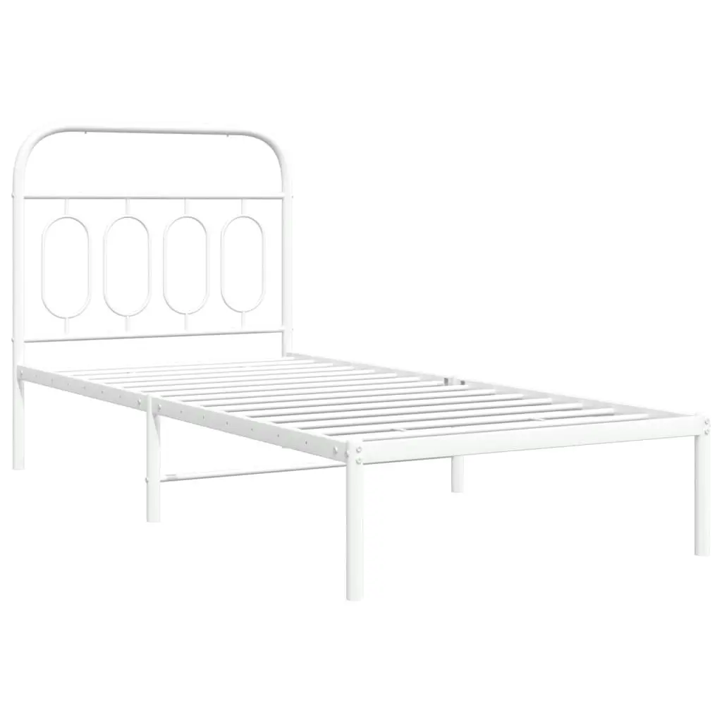 Metal Bed Frame with Headboard White 90x190 cm 377158