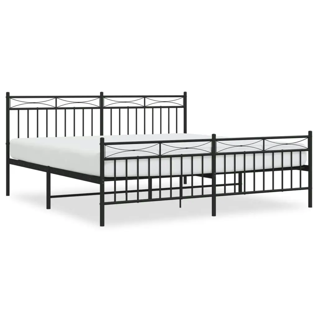 Metal Bed Frame without Mattress with Footboard Black 183x203 cm King 373713