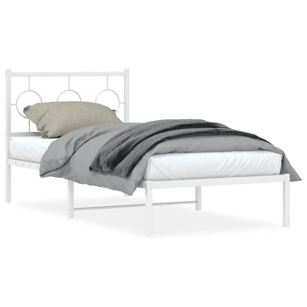 Metal Bed Frame with Headboard White 90x190 cm 376267