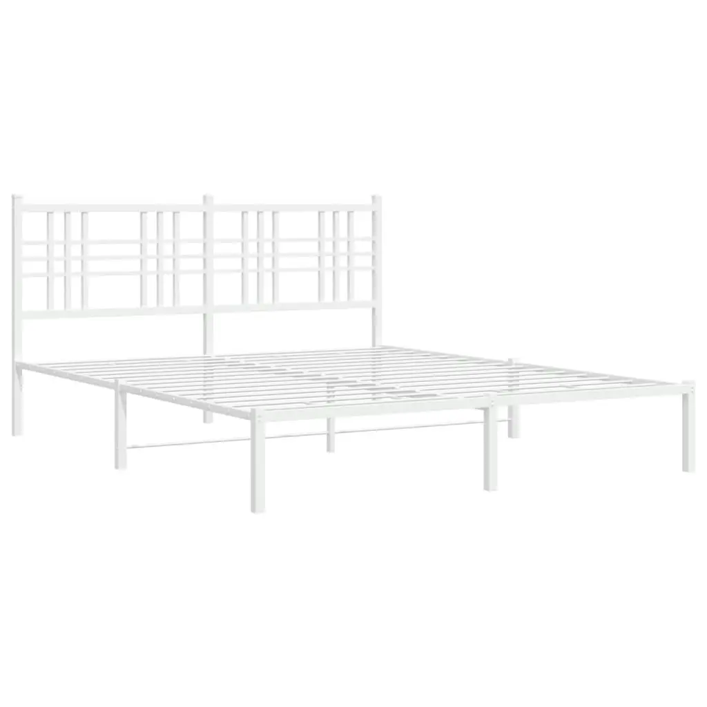 Metal Bed Frame with Headboard White 150x200 cm 376375