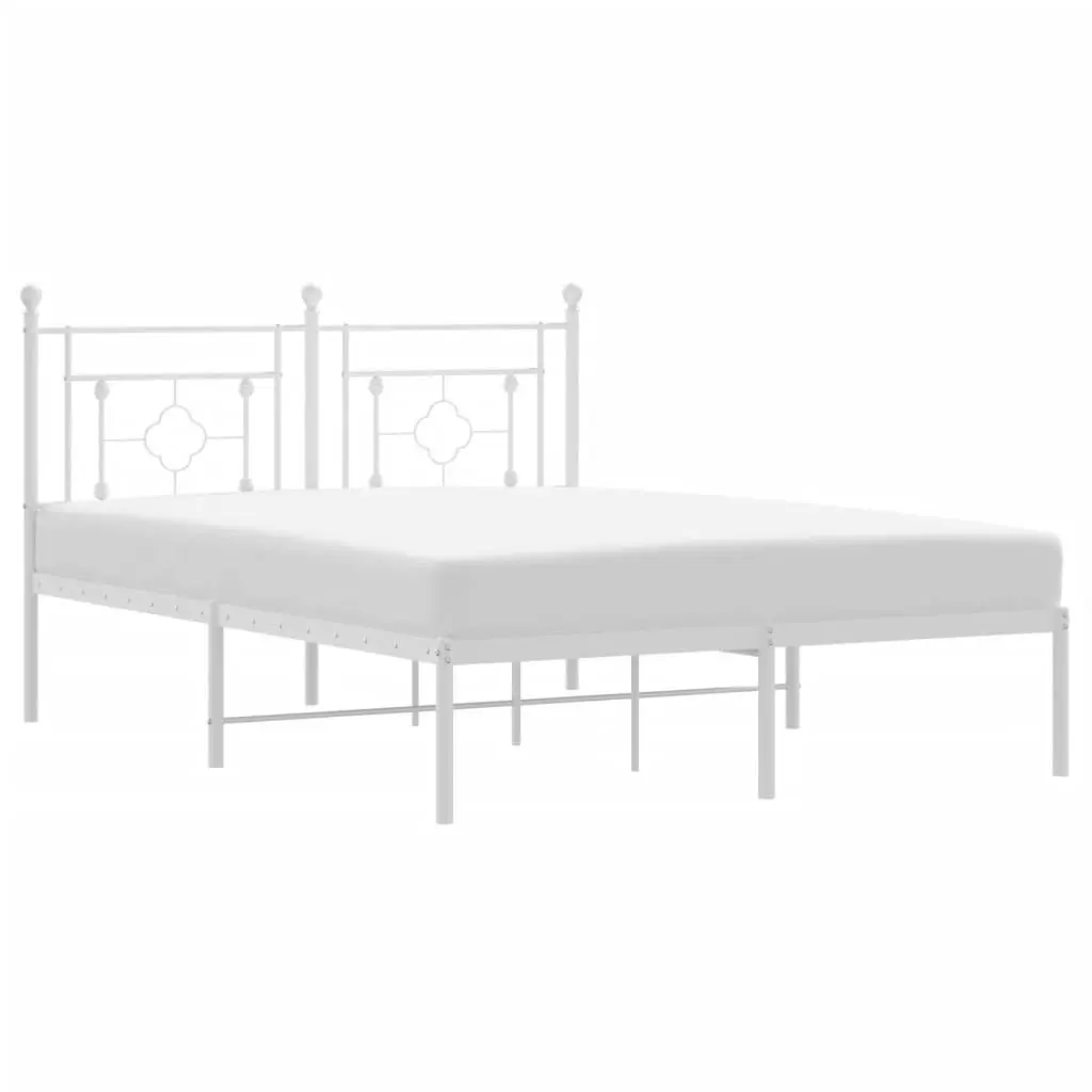 Metal Bed Frame without Mattress with Headboard White 135x190 cm 374387