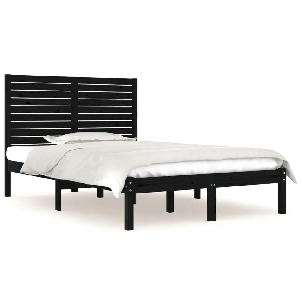 Bed Frame without Mattress Black 135x190 cm Solid Wood 3104587