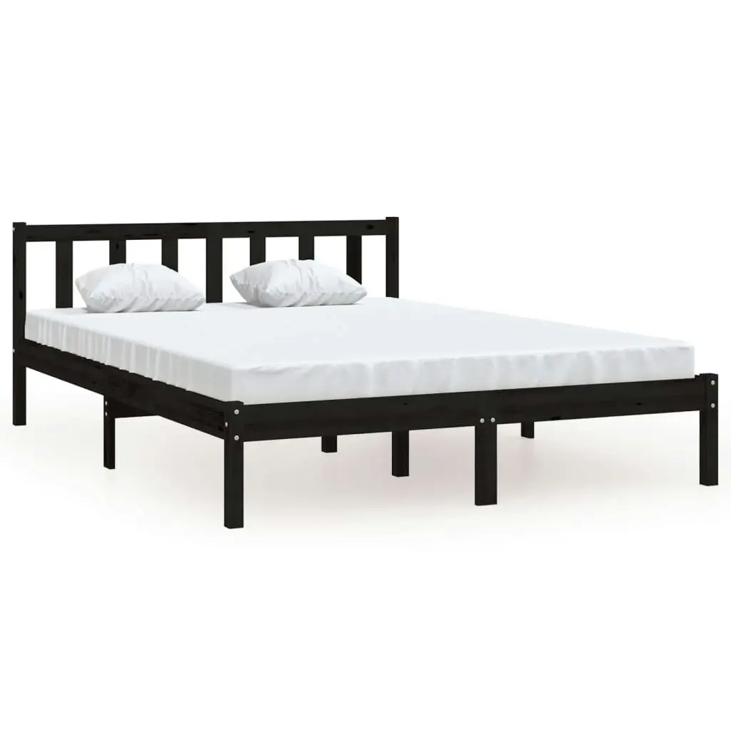 Bed Frame without Mattress Black Solid Wood 135x190 cm 810061