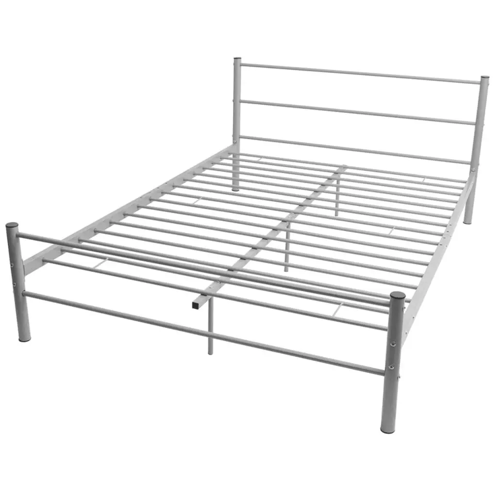 Bed Frame Grey Metal Double Size 247483