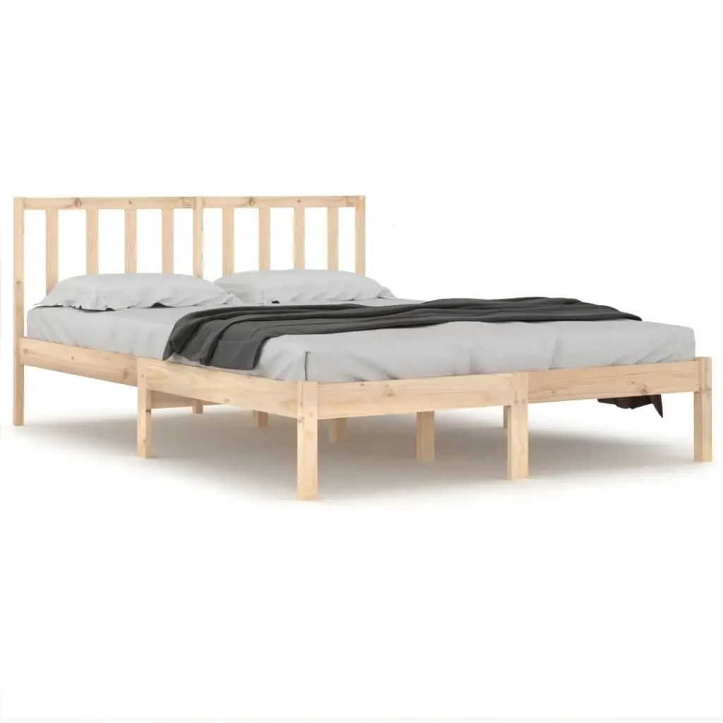 Bed Frame Solid Wood Pine 137x187 cm Double Size 3105046