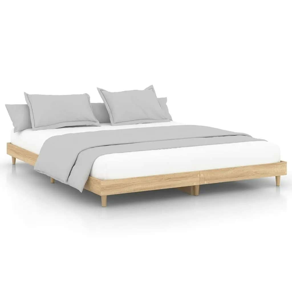 Bed Frame Sonoma Oak 183x203 cm King Size Engineered Wood 832016