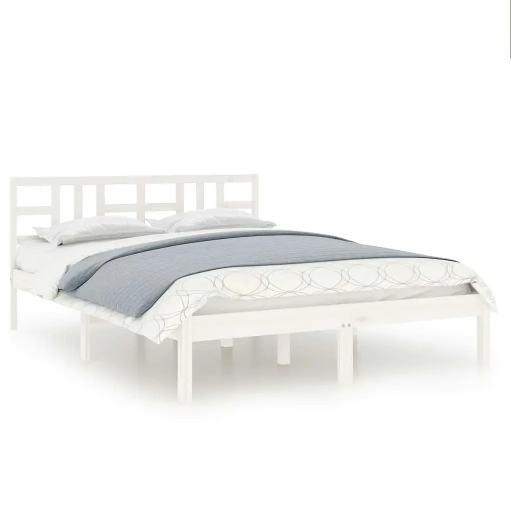 Bed Frame White Solid Wood 137x187 cm Double Size 3105381