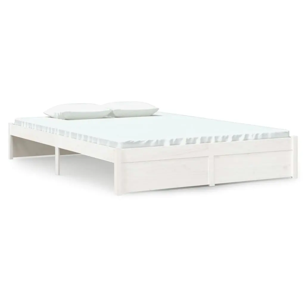 Bed Frame White Solid Wood 137x187 cm Double Size 814925