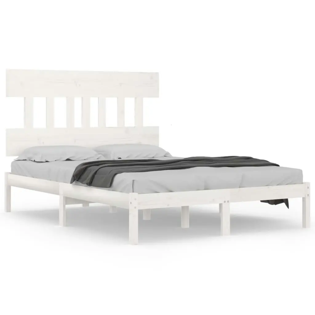 Bed Frame White Solid Wood 153x203 cm Queen Size 3104744