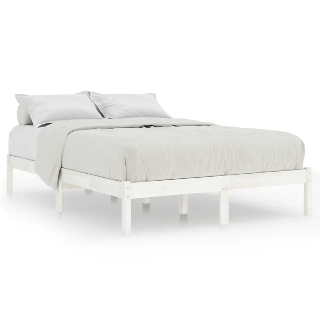 Bed Frame White Solid Wood 183x203 cm King Size 810033