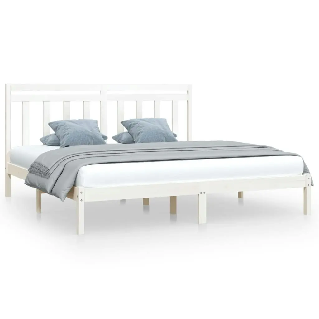 Bed Frame White Solid Wood 183x203 cm King Size 3105266