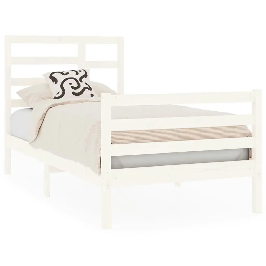 Bed Frame without Mattress White Solid Wood 90x190 cm 3105826