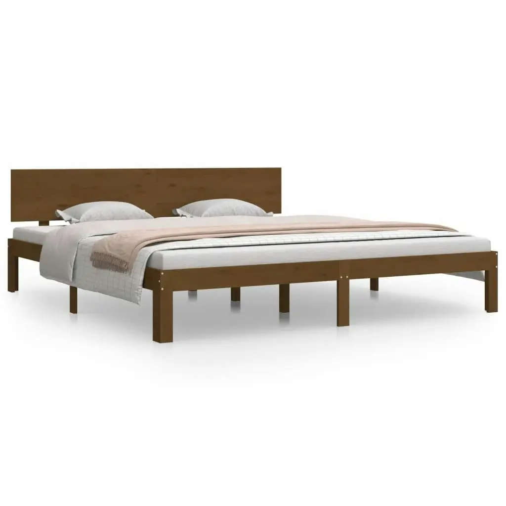 Bed Frame Honey Brown 183x203 cm King Size Solid Wood 810513