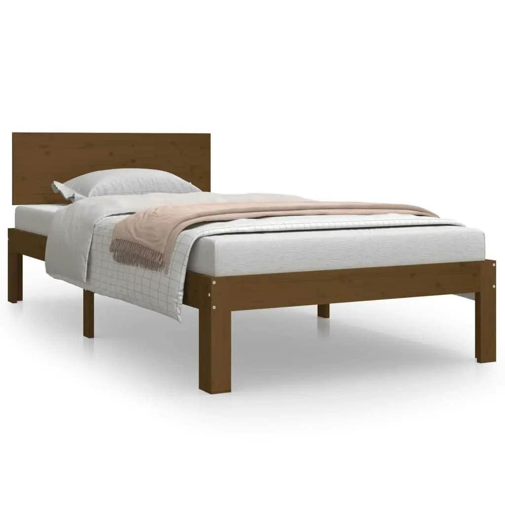 Bed Frame Honey Brown Solid Wood 92x187 cm Single Size 810463