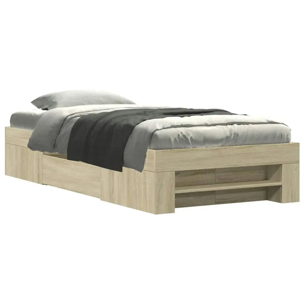 Bed Frame Sonoma Oak 90x190 cm Engineered Wood 3295522