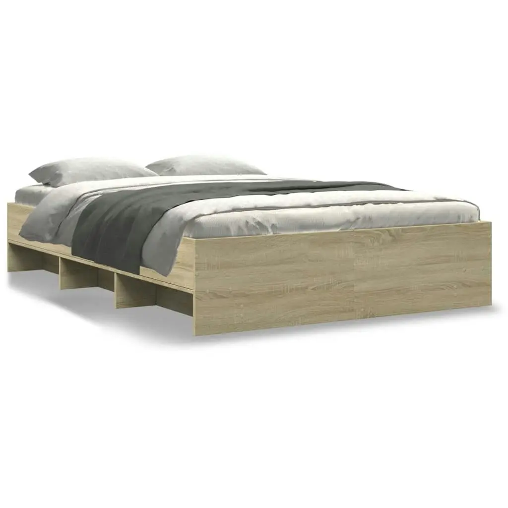 Bed Frame Sonoma Oak 135x190 cm Engineered Wood 3295690