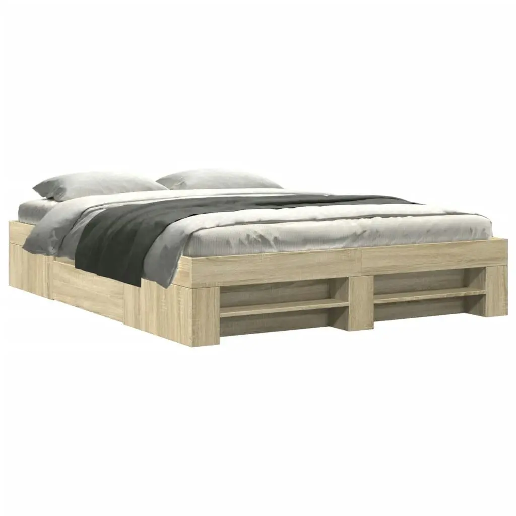 Bed Frame Sonoma Oak 150x200 cm Engineered Wood 3295466