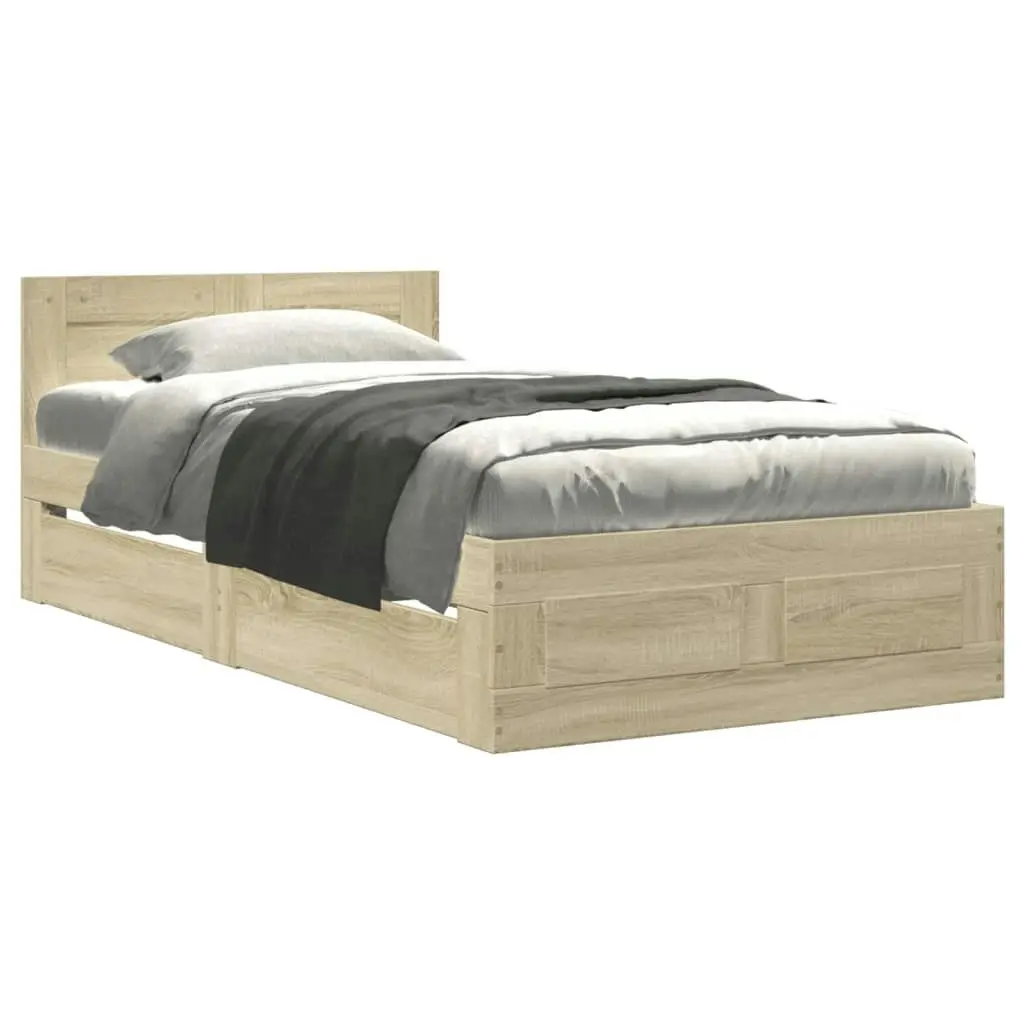 Bed Frame with Headboard Sonoma Oak 90x190 cm Engineered Wood 3295613