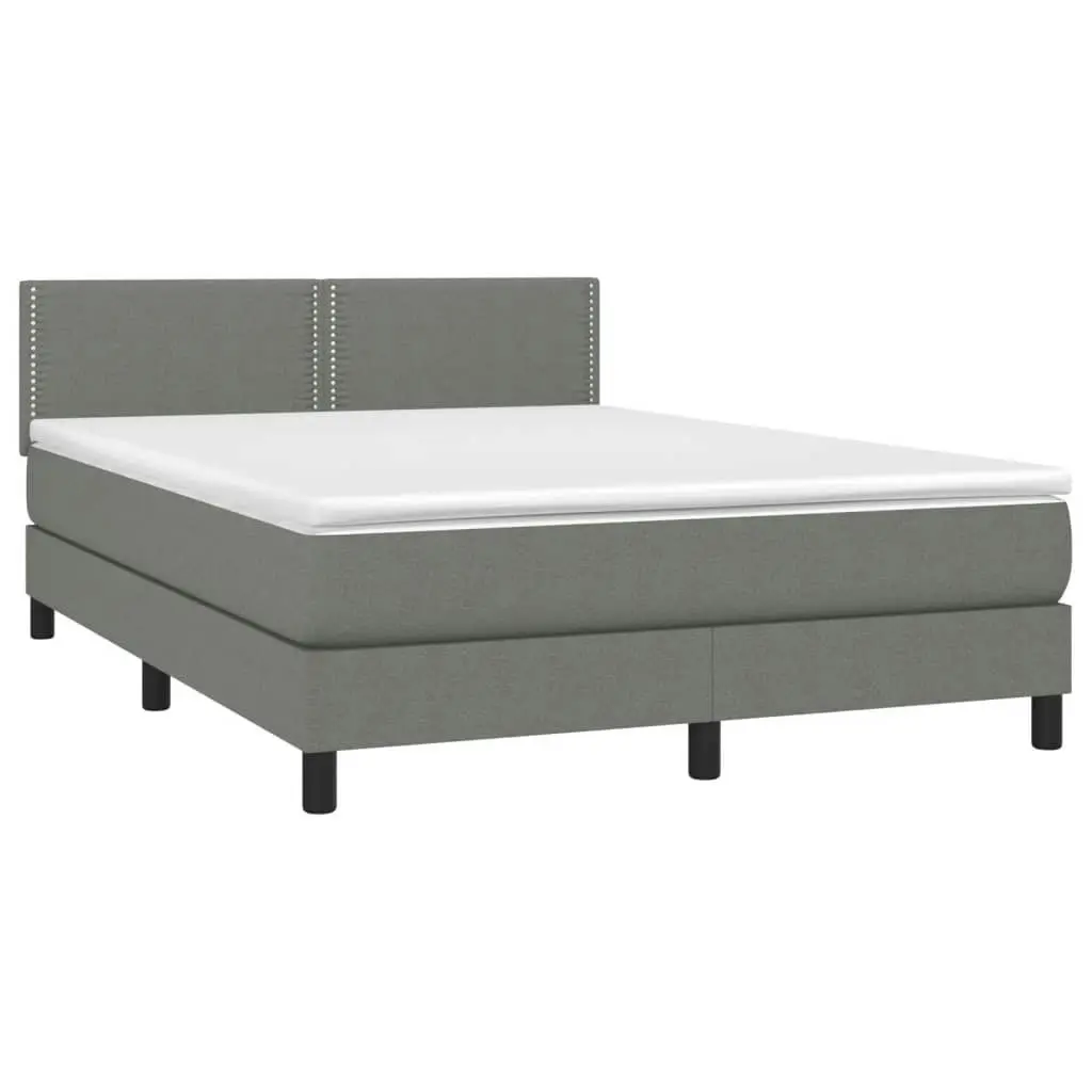 Box Spring Bed with Mattress Dark Grey 153x203 cm Queen Size Fabric 3283192