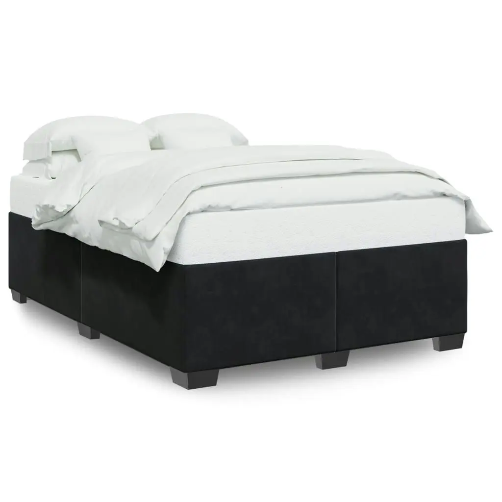 Bed Frame without Mattress Black??Queen Velvet 3284686