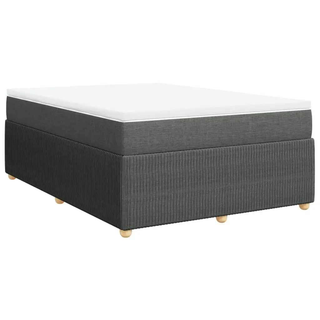 Box Spring Bed with Mattress Black Double Fabric 3285697