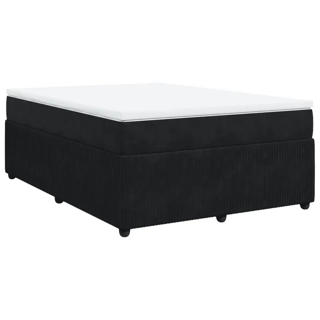 Box Spring Bed with Mattress Black Queen Velvet 3285707