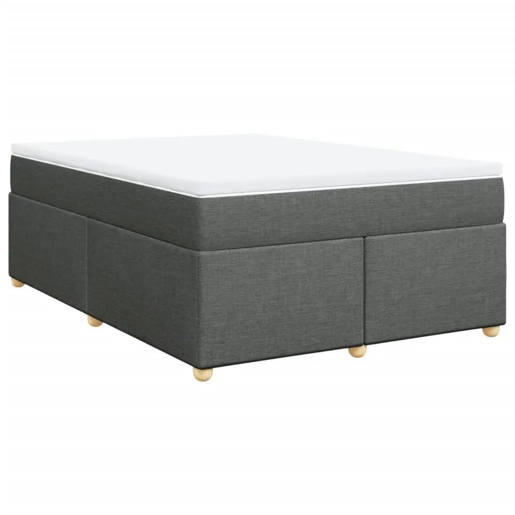 Box Spring Bed with Mattress Dark Grey Double Fabric 3285424