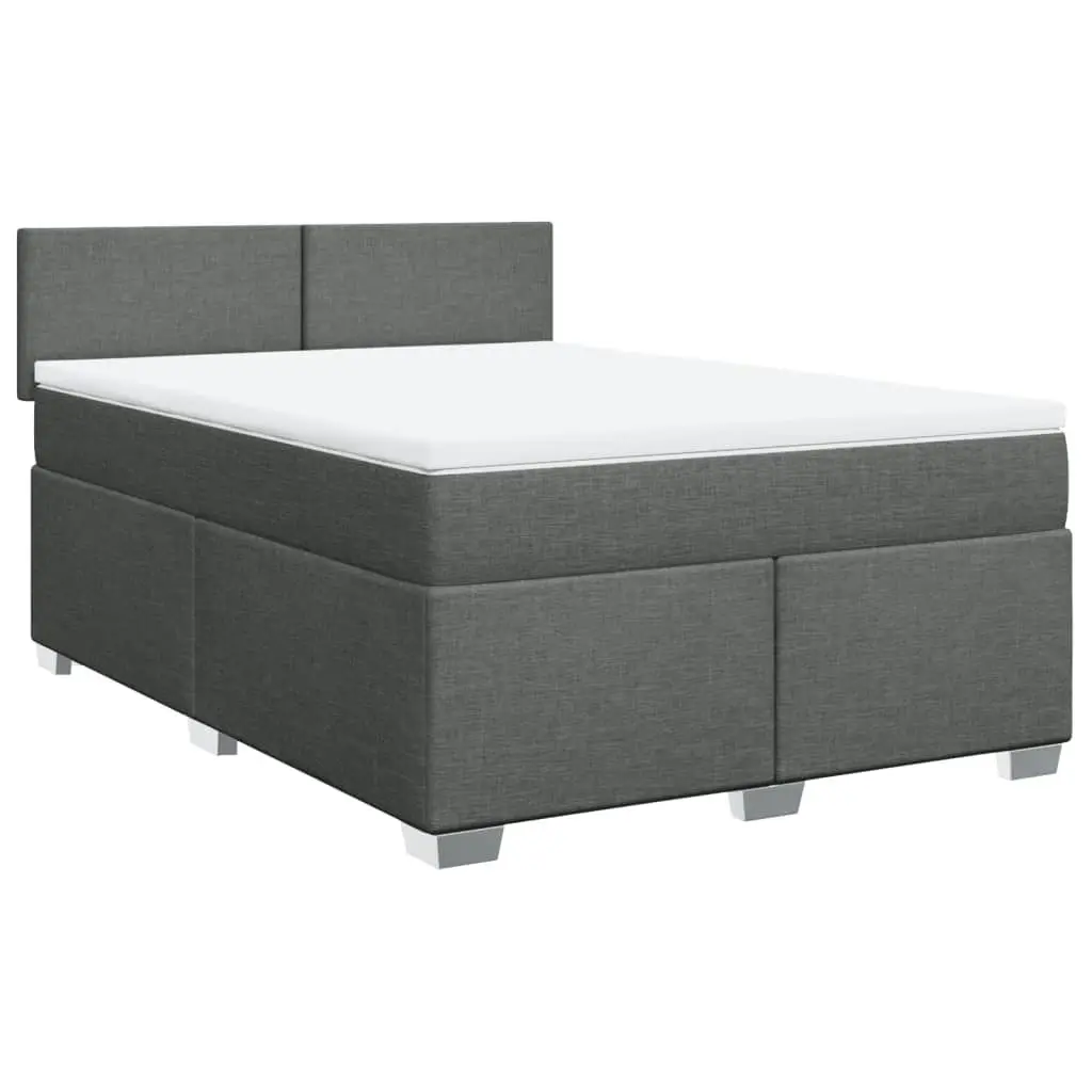 Box Spring Bed with Mattress Dark Grey Double Fabric 3286080