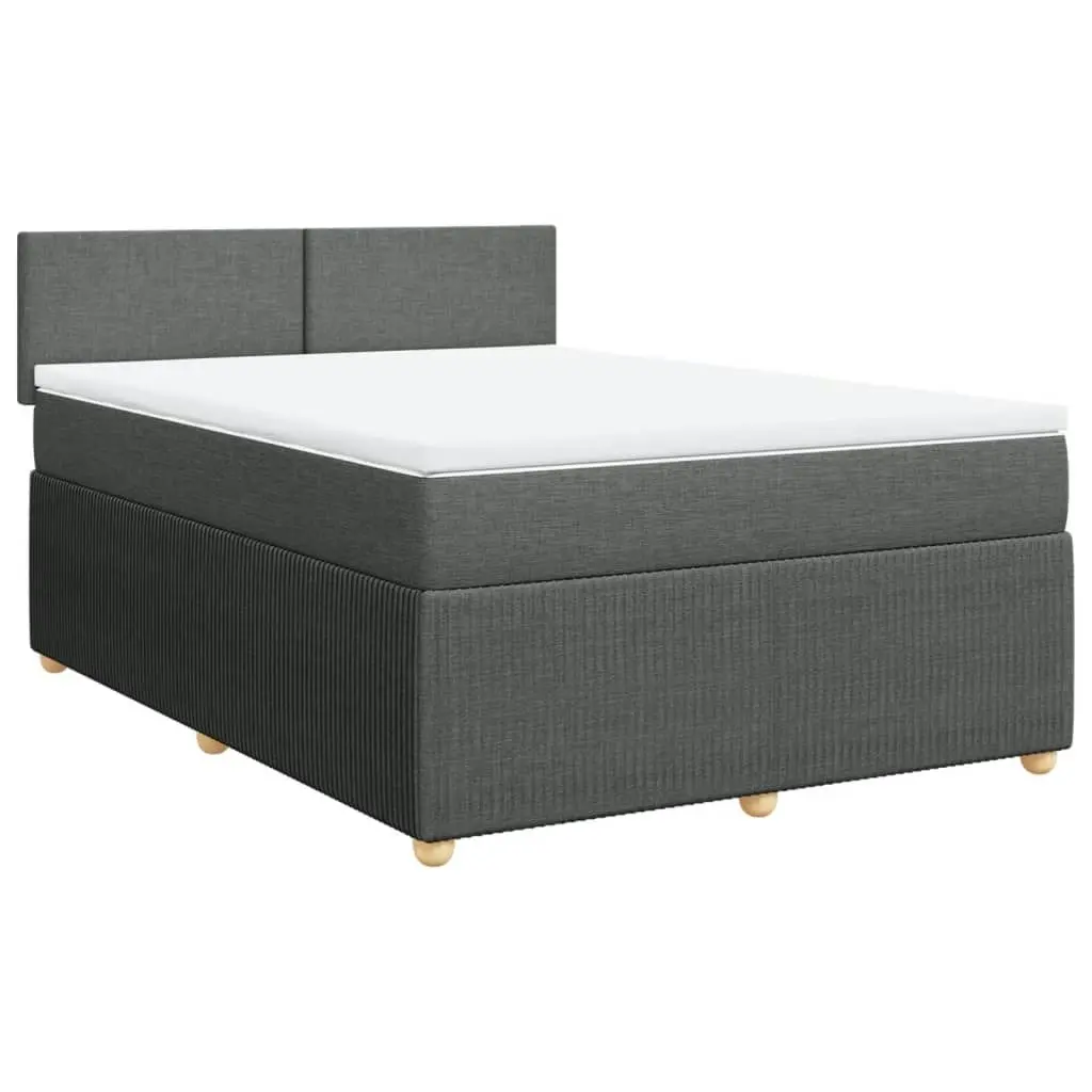 Box Spring Bed with Mattress Dark Grey Double Fabric 3287960