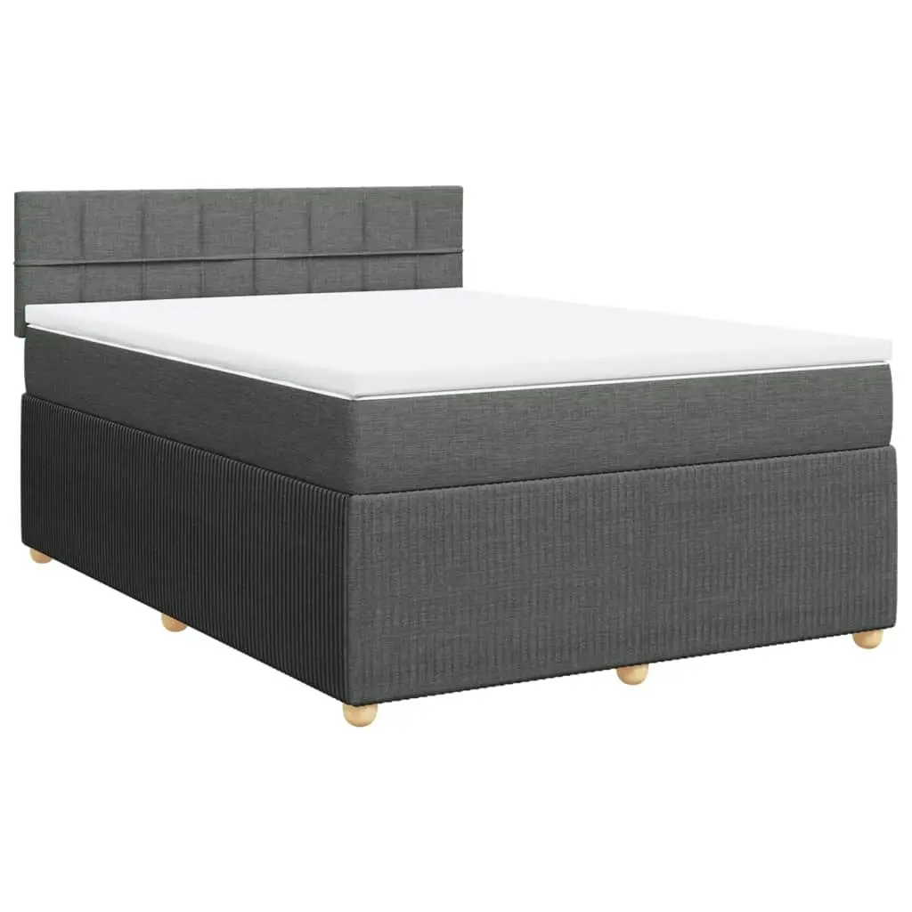 Box Spring Bed with Mattress Dark Grey Double Fabric 3287962