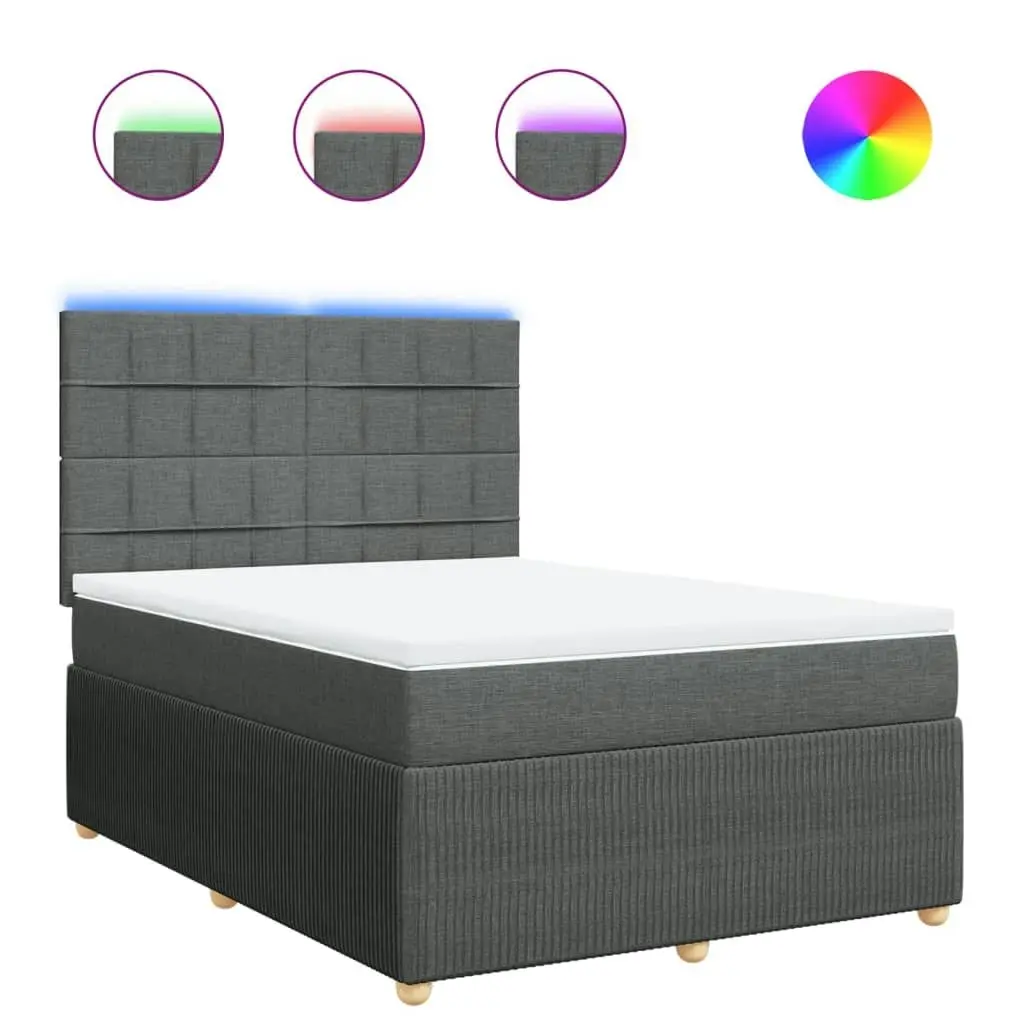 Box Spring Bed with Mattress Dark Grey Double Fabric 3294862