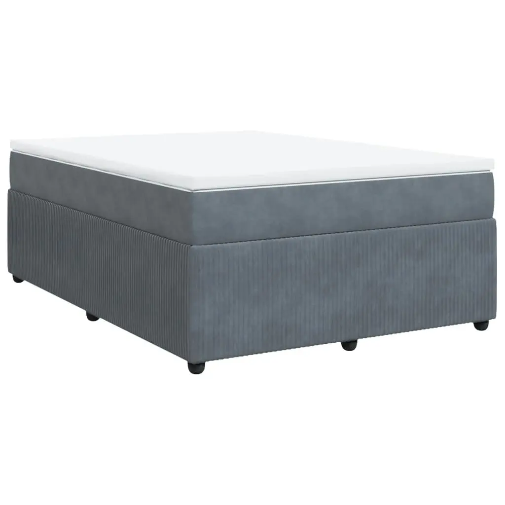 Box Spring Bed with Mattress Dark Grey Double Velvet 3285702