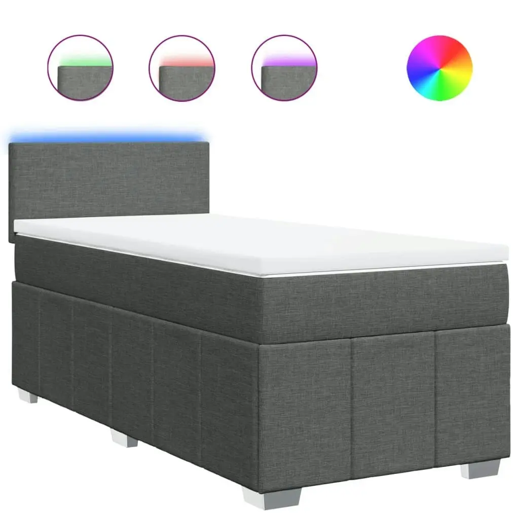 Box Spring Bed with Mattress Dark Grey King Single Fabric 3289552