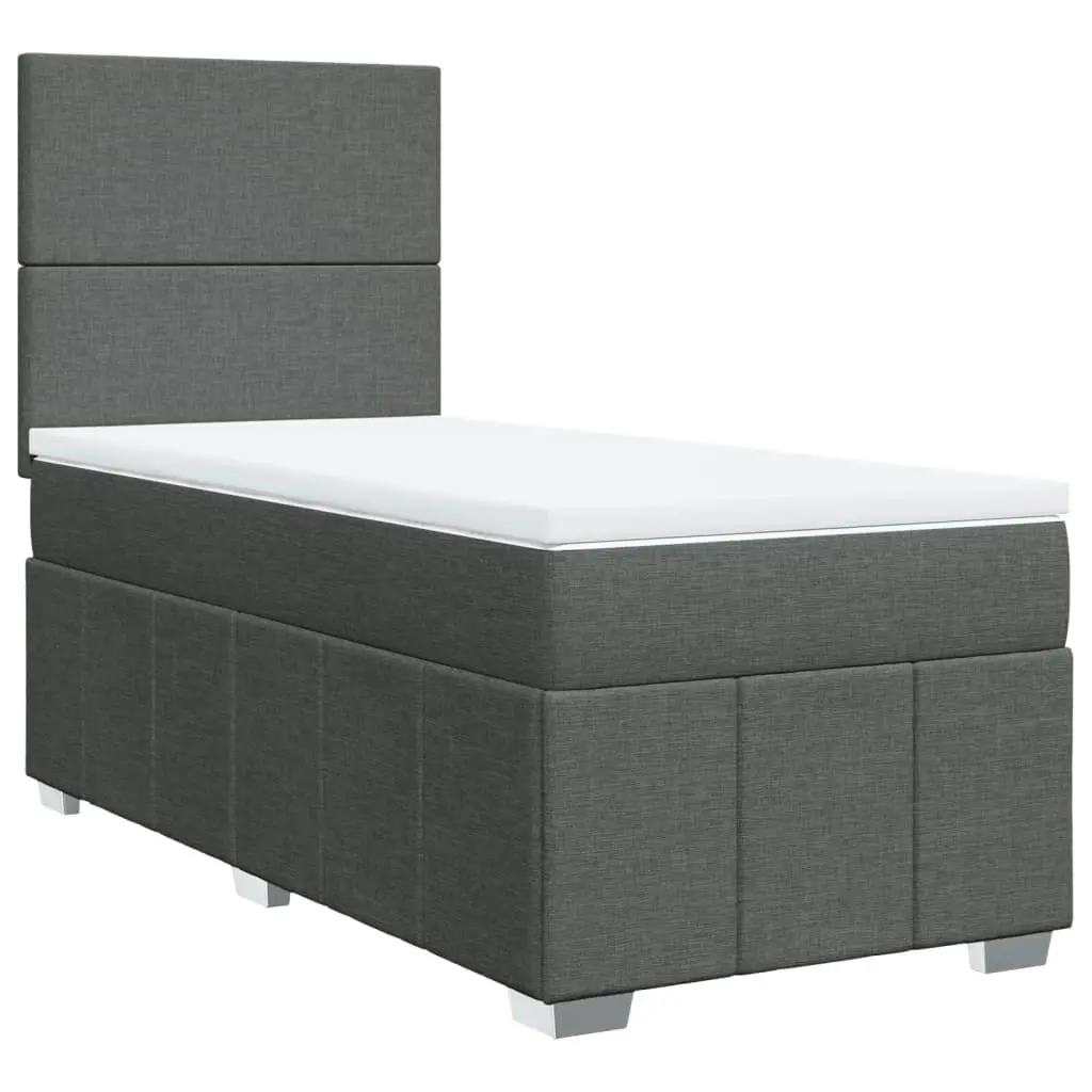 Box Spring Bed with Mattress Dark Grey King Single Fabric 3291852