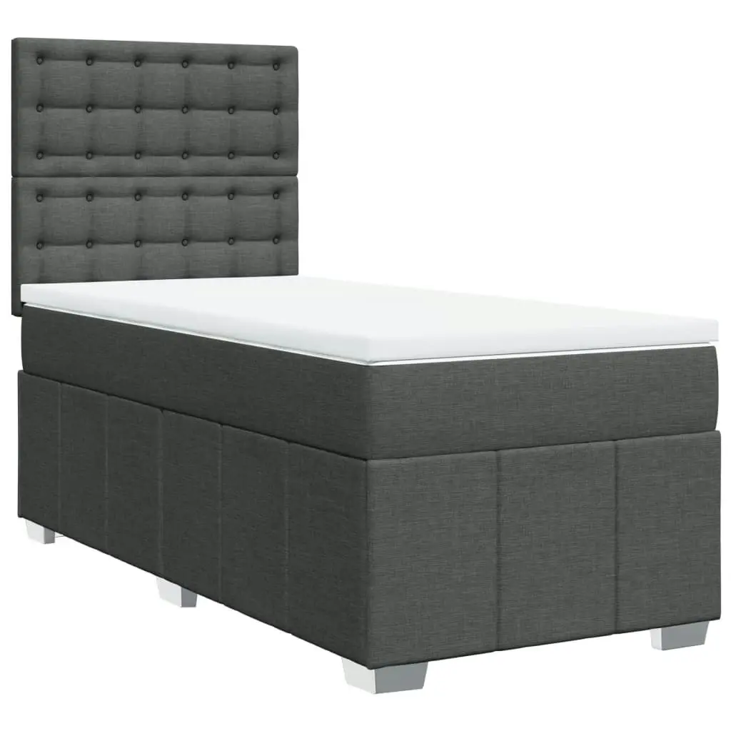 Box Spring Bed with Mattress Dark Grey King Single Fabric 3291858