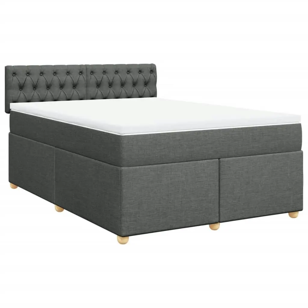 Box Spring Bed with Mattress Dark Grey Queen Fabric 3286884