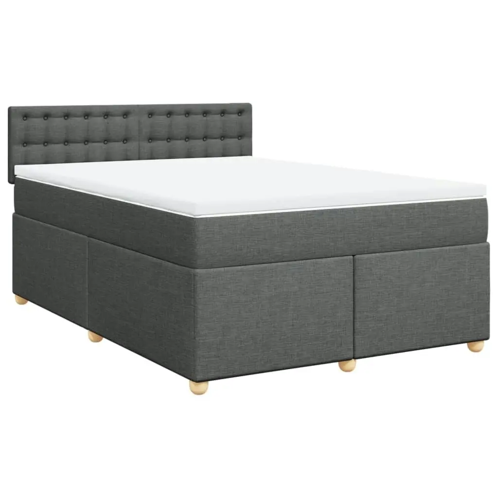 Box Spring Bed with Mattress Dark Grey Queen Fabric 3286886