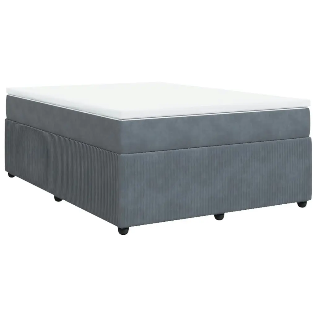 Box Spring Bed with Mattress Dark Grey Queen Velvet 3285706