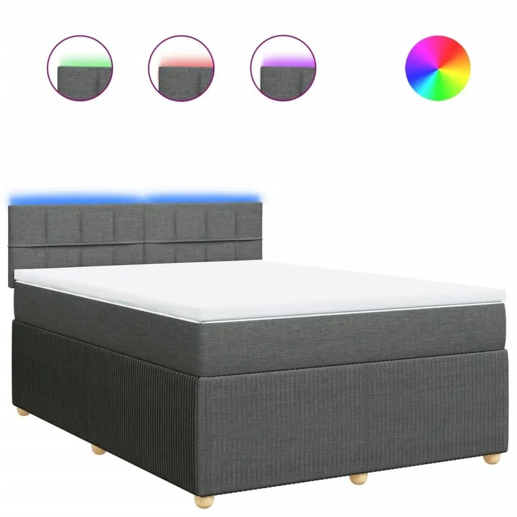 Box Spring Bed with Mattress Light Grey Double Fabric 3290262