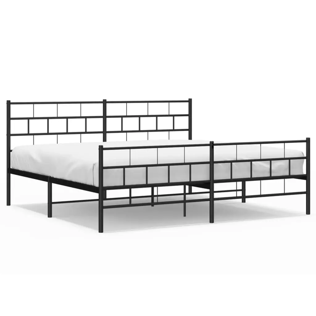 Metal Bed Frame without Mattress with Footboard Black 183x203 cm King 355681