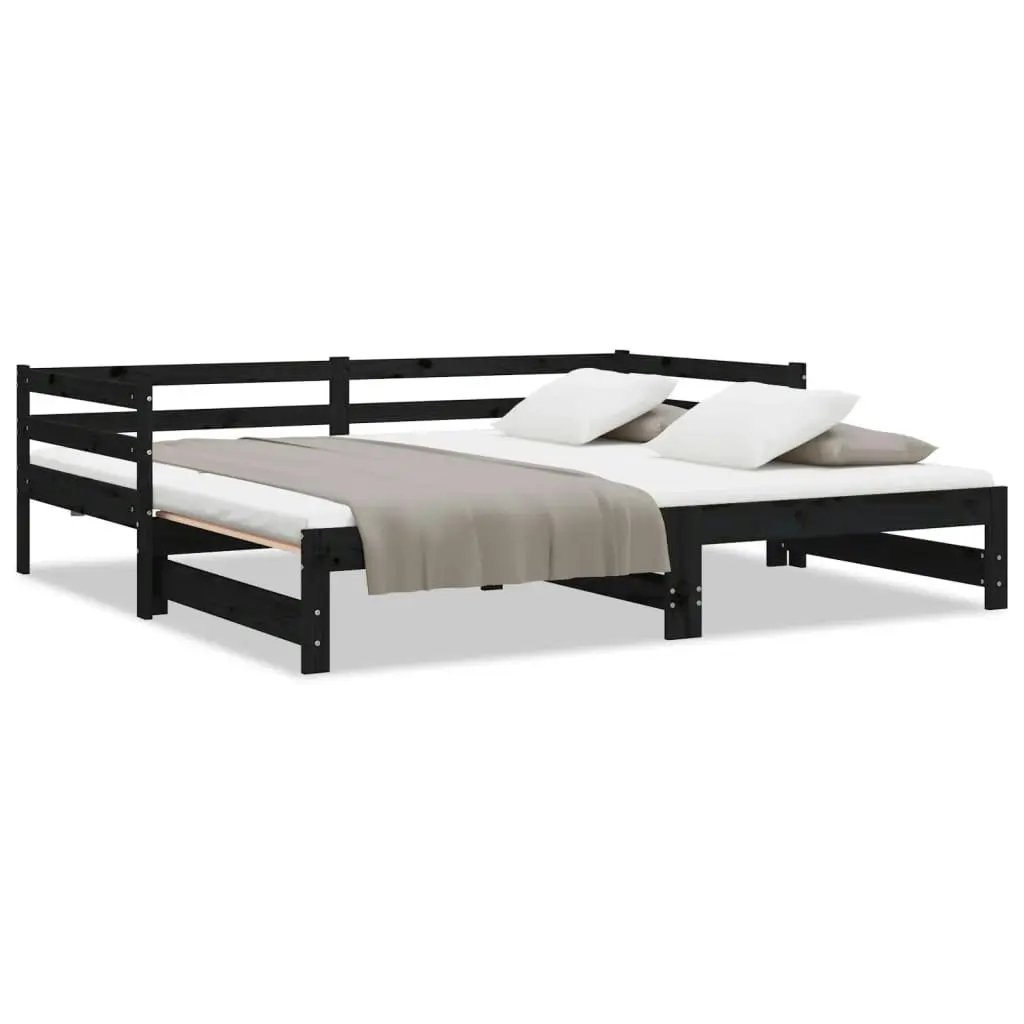 Pull-out Day Bed without Mattress Black 2x(90x190) cm 814658